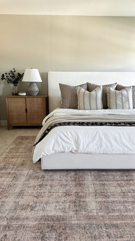 Bedroom inspo, bedroom inspiration, neutral bedroom, euro pillows, decorative pillows, bedding ideas, Loloi Georgie rug 

#LTKhome