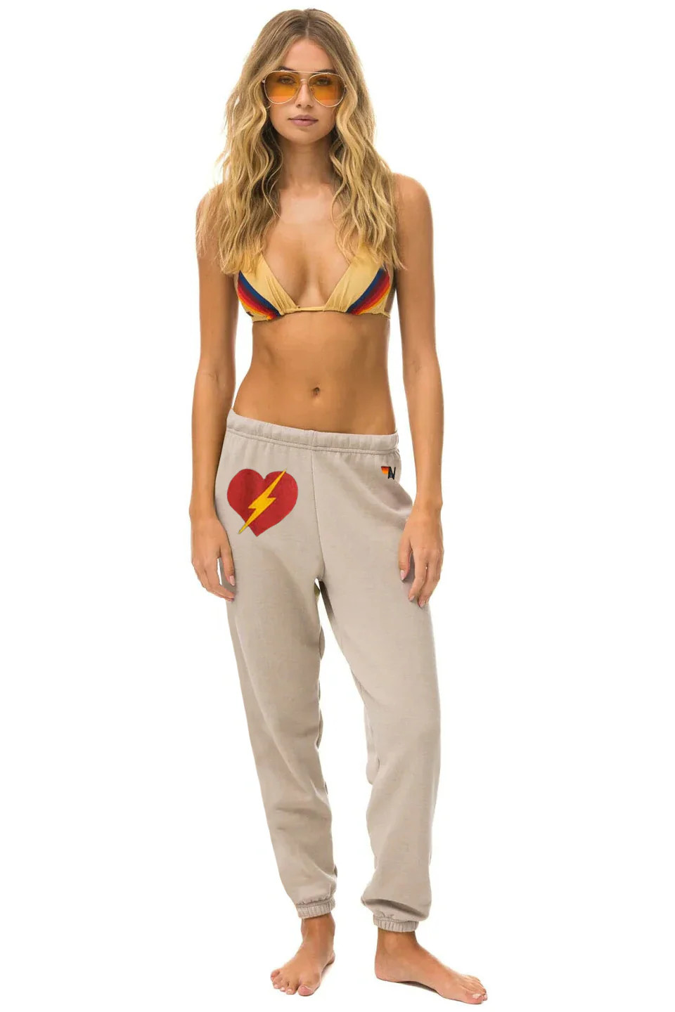BOLT HEART SWEATPANTS - SAND | Aviator Nation