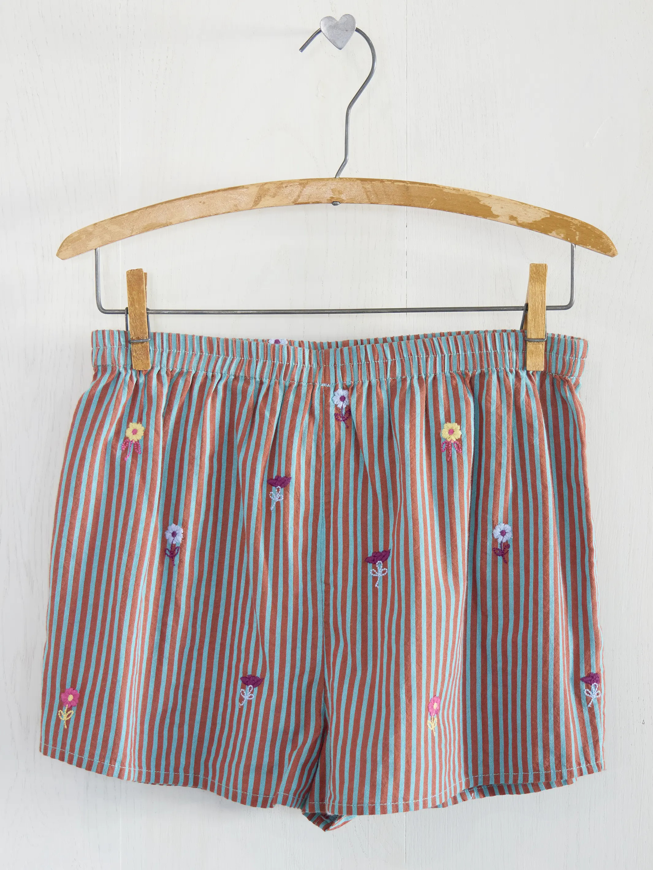 Embroidered Striped Shorts - Terracotta Tide | Natural Life
