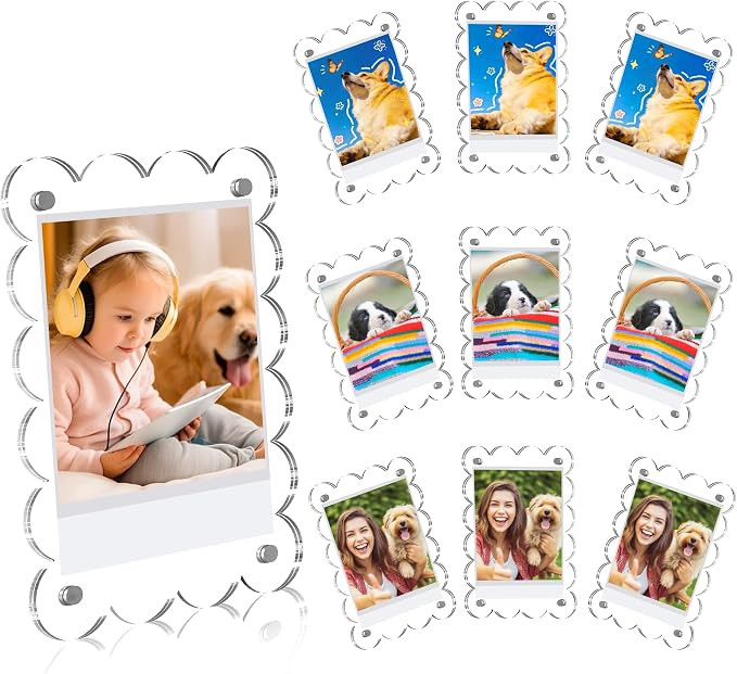 10 Pack Acrylic Magnetic Picture Frames for Fridge, Scalloped 2.75x3.9 Inch | Amazon (US)