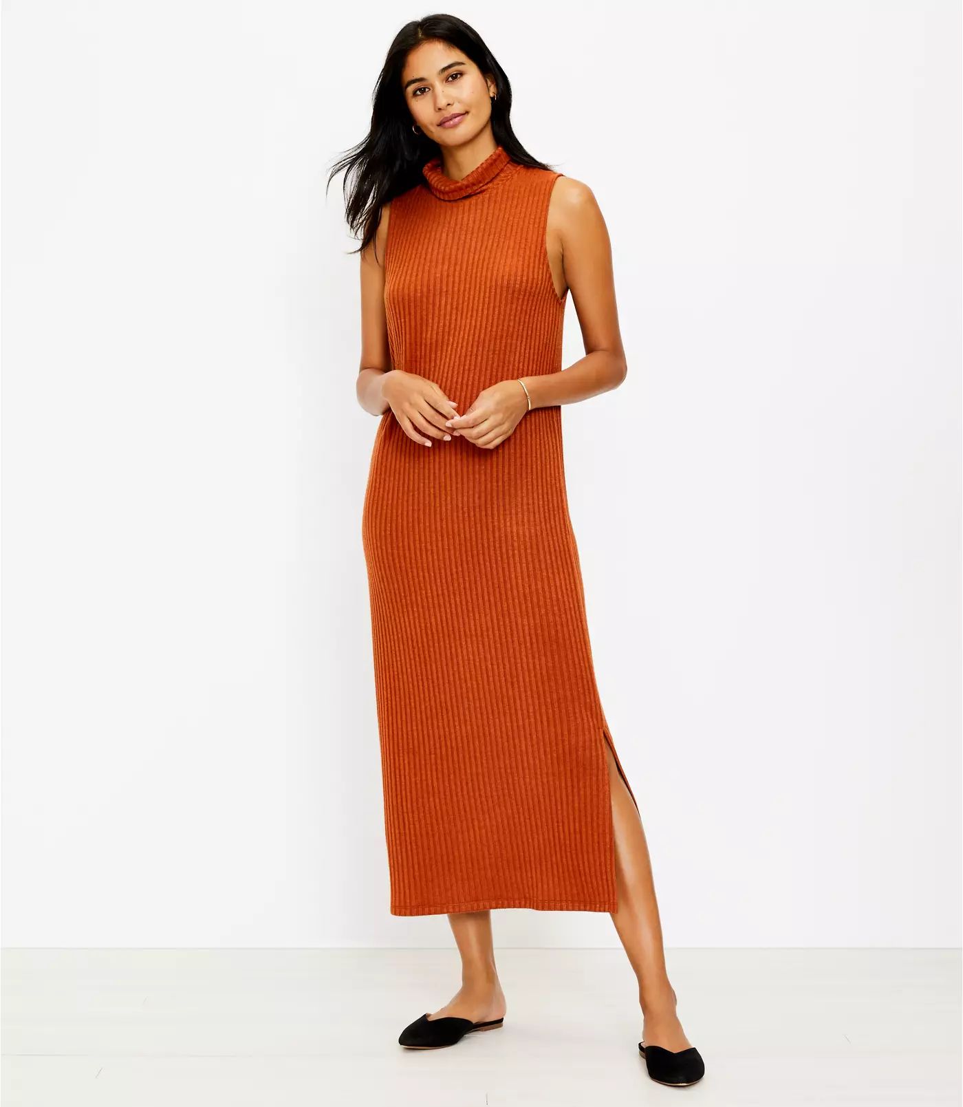 Sleeveless Turtleneck Midi Dress | LOFT | LOFT