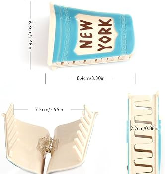 Blue Personalized American New York Coffee Cup Hair Claw Clip,Funny Acetate Hair Claw for Women G... | Amazon (US)