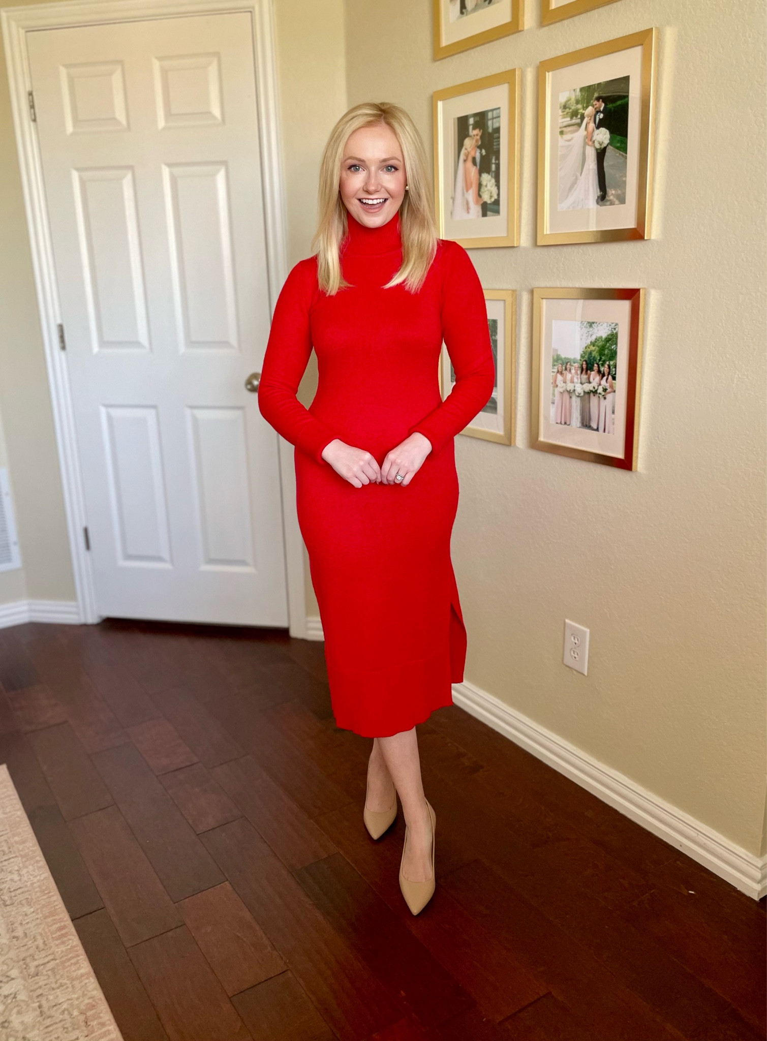 Wearing an XS | sweater dress, midi dress, mock neck dress, red dress, holiday dress, holiday outfit, holiday party outfit 

#LTKSeasonal #LTKfindsunder50 #LTKHoliday