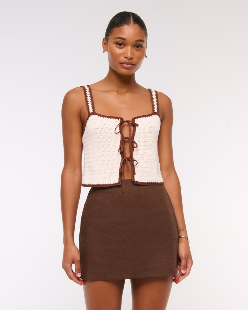 The A&F Scarlett Curve Love Linen-Blend Mini Skort | Abercrombie & Fitch (US)