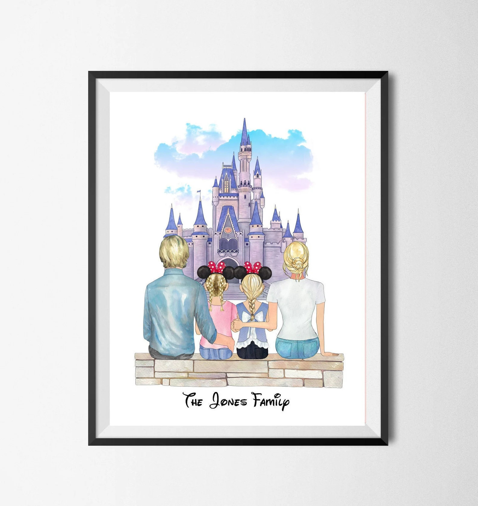 Personalised Family Disneyland Print - Disneyland Portrait Print - Family at Disneyworld Print - ... | Etsy (US)