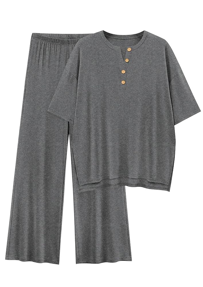 PRETTYGARDEN 2 Piece Lounge Sets for Women Summer 2025 Short Sleeve Tops Wide Leg Pants Matching ... | Amazon (US)