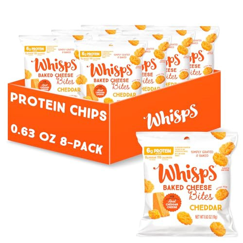 Whisps Cheese Crisps Cheddar Cheese| Protein Chips | Healthy Snacks | Protein Snacks, Gluten Free, High Protein, Low Carb Keto Food (0.63 Oz, 8 Pack) | Amazon (US)