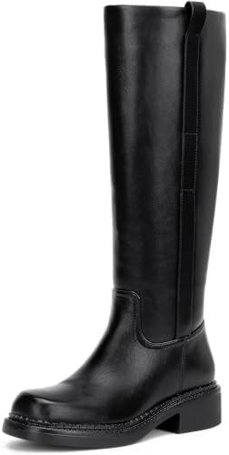 Women's Knee High Boots Square Toe Chunky Low Heel Side Zipper | Cute tall riding boots, comfy bl... | Amazon (US)