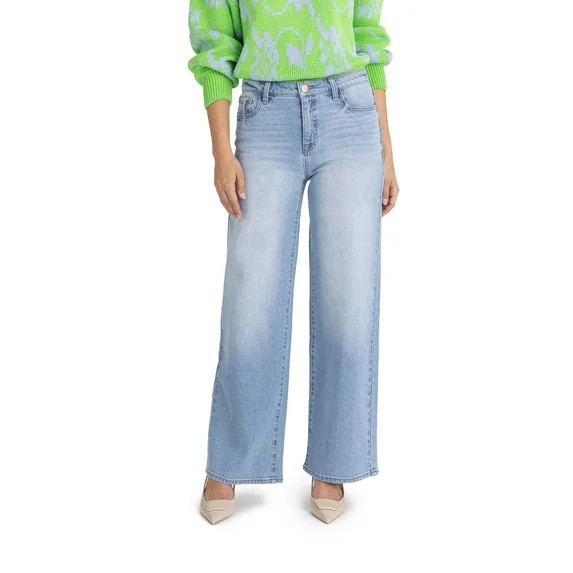 Jordache Women's High Rise Wide Leg Jeans, 32" Inseam, Sizes 2-22 | Walmart (US)