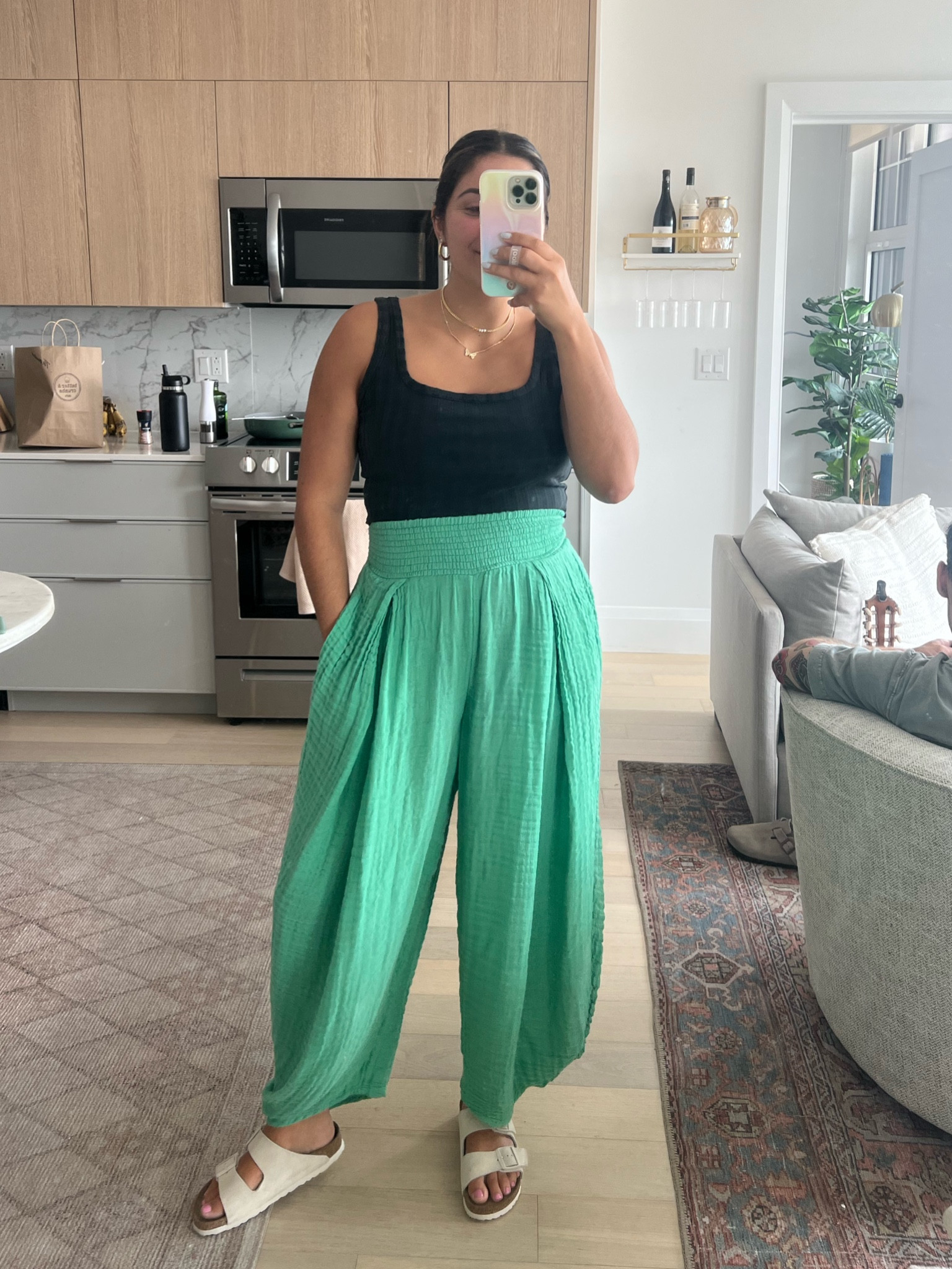 Comfy outfit: free people pants only $50 (the best, size down once, S) paired with my Birkenstocks soft footbed sandals (im a 7.5 and get a 38)

#LTKFind #LTKunder100 #LTKshoecrush