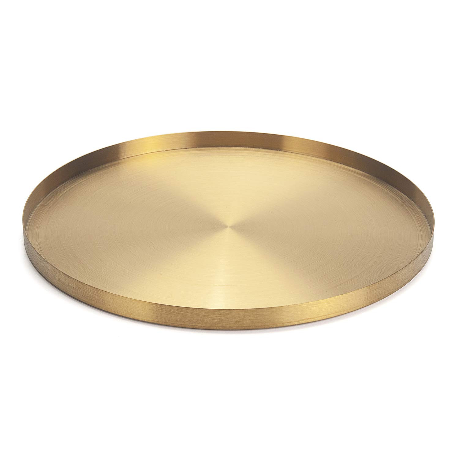 Gold Stainless Steel Round Jewelry and Make up Organiser/Candle Plate Decorative Tray (12.6 inche... | Amazon (US)
