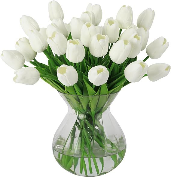 Nubry 30pcs Artificial Tulip Flowers Fake Real Touch Tulips Flower Bouquet for Wedding Arrangemen... | Amazon (US)