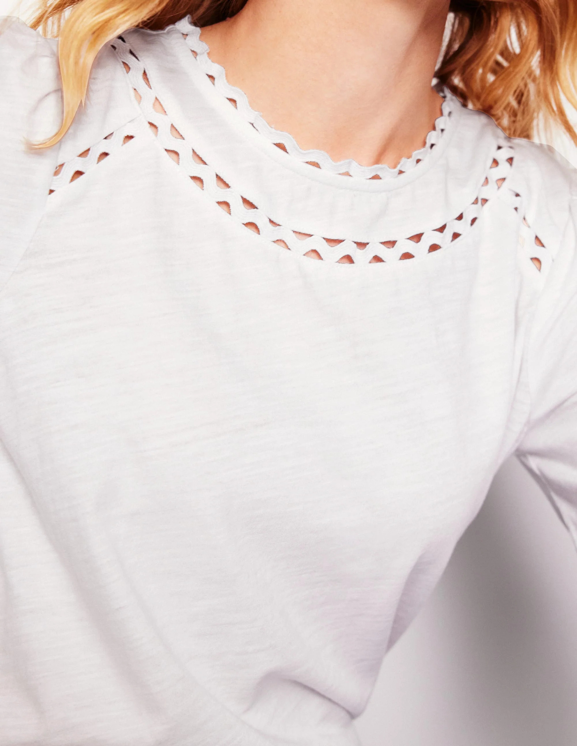 Daisy Long Sleeve Top-White | Boden (US)