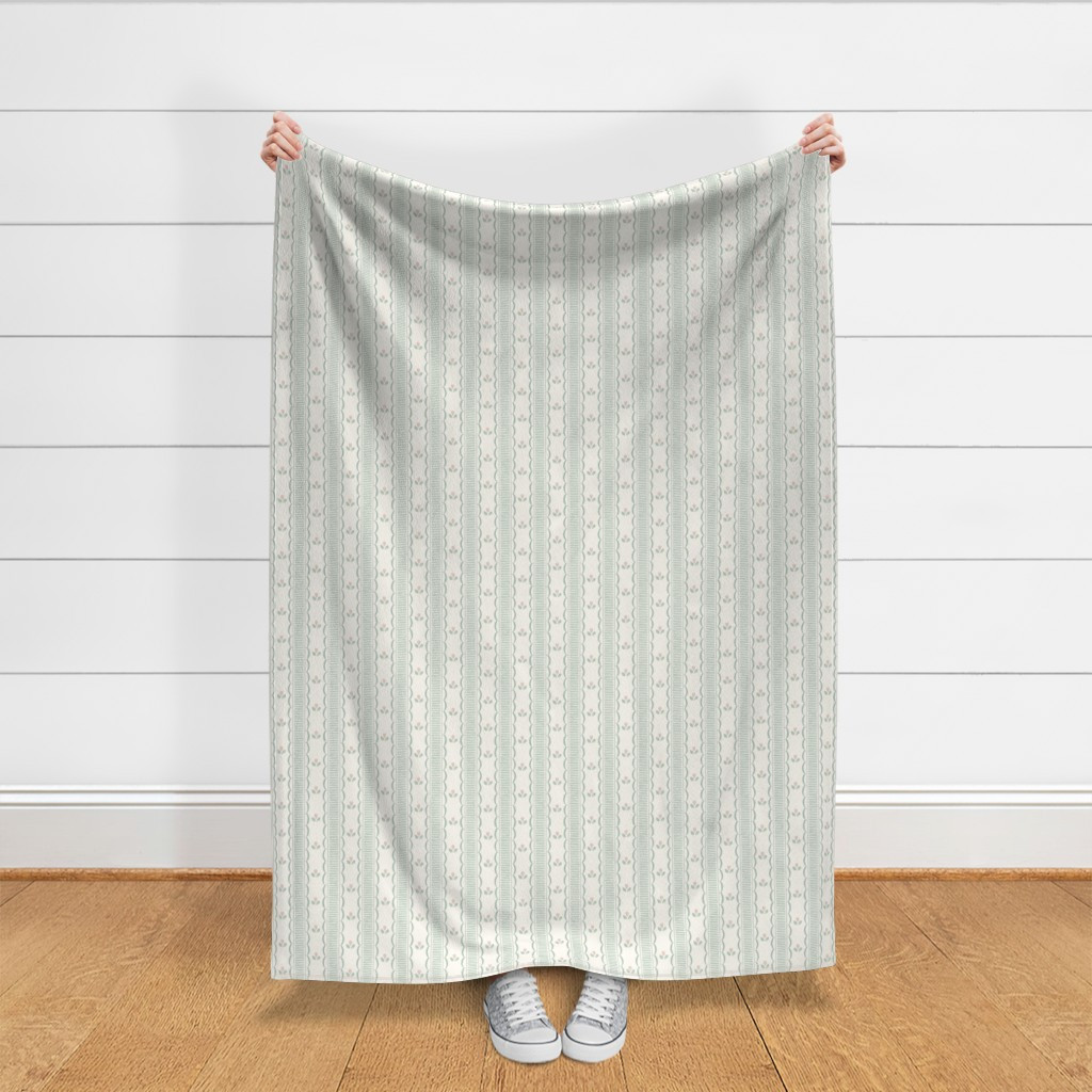 Fabric in French Country Vintage Floral Buds - Medium Sage Green And Blush Pink | Spoonflower