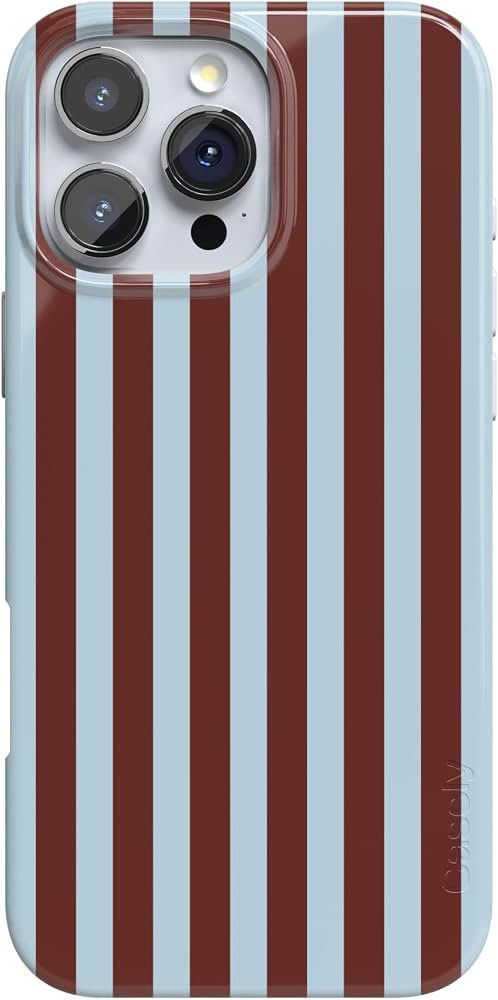 Casely iPhone 16 Pro Case | Sunday in Brooklyn | Chocolate Blue Stripes | Compatible with MagSafe... | Amazon (US)