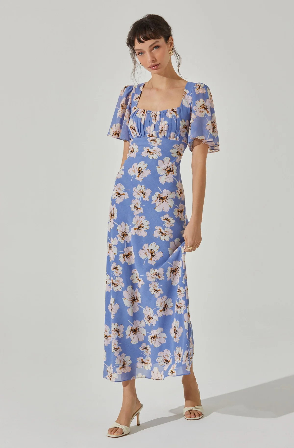 Tie Back Flutter Sleeve Midi Dress | ASTR The Label (US)