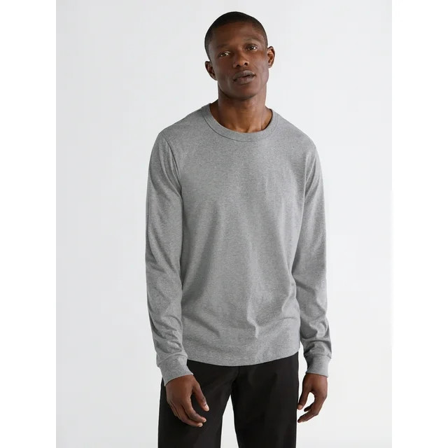 Free Assembly Men’s Everyday Cotton Tee with Long Sleeves, Sizes S-3XL | Walmart (US)