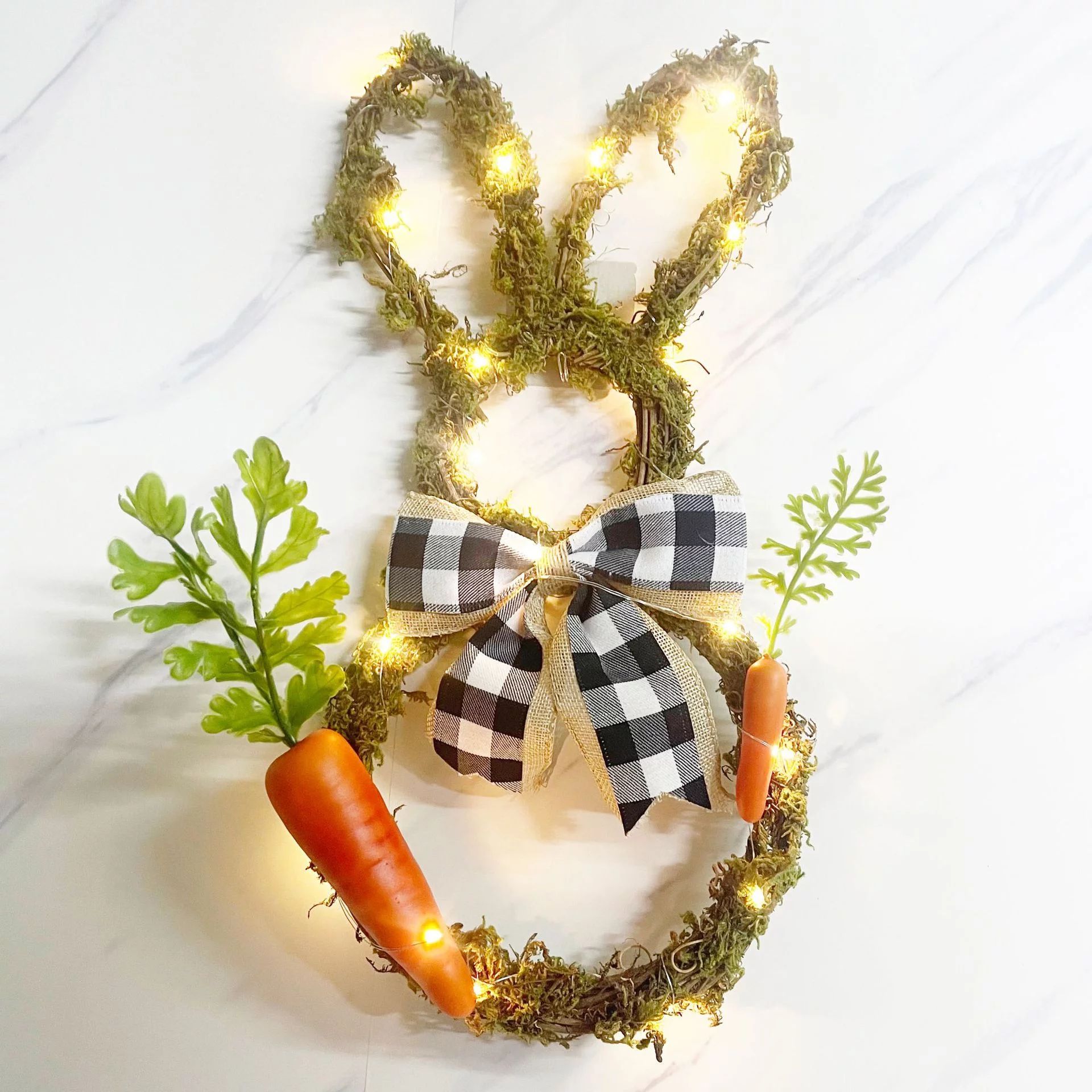 LONGRV Easter Wreath Spring Bunny Wreath Decoration with LED Light Indoor Outdoor Home Decorative... | Walmart (US)