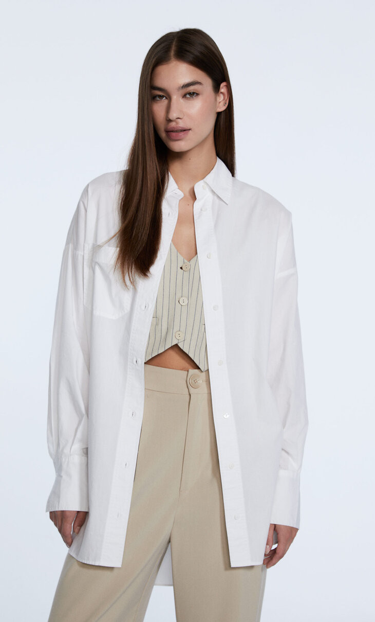Oversized poplin shirt - Women's fashion | Stradivarius United Kingdom | Stradivarius (UK)