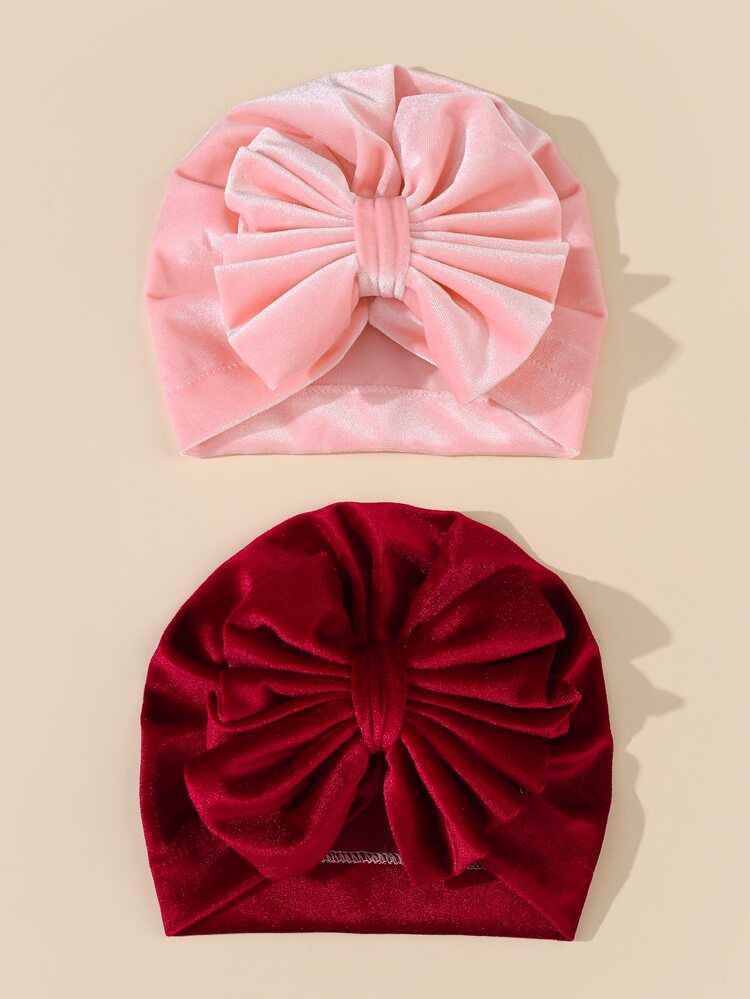 2pcs Baby Bowknot Decor Hat | SHEIN