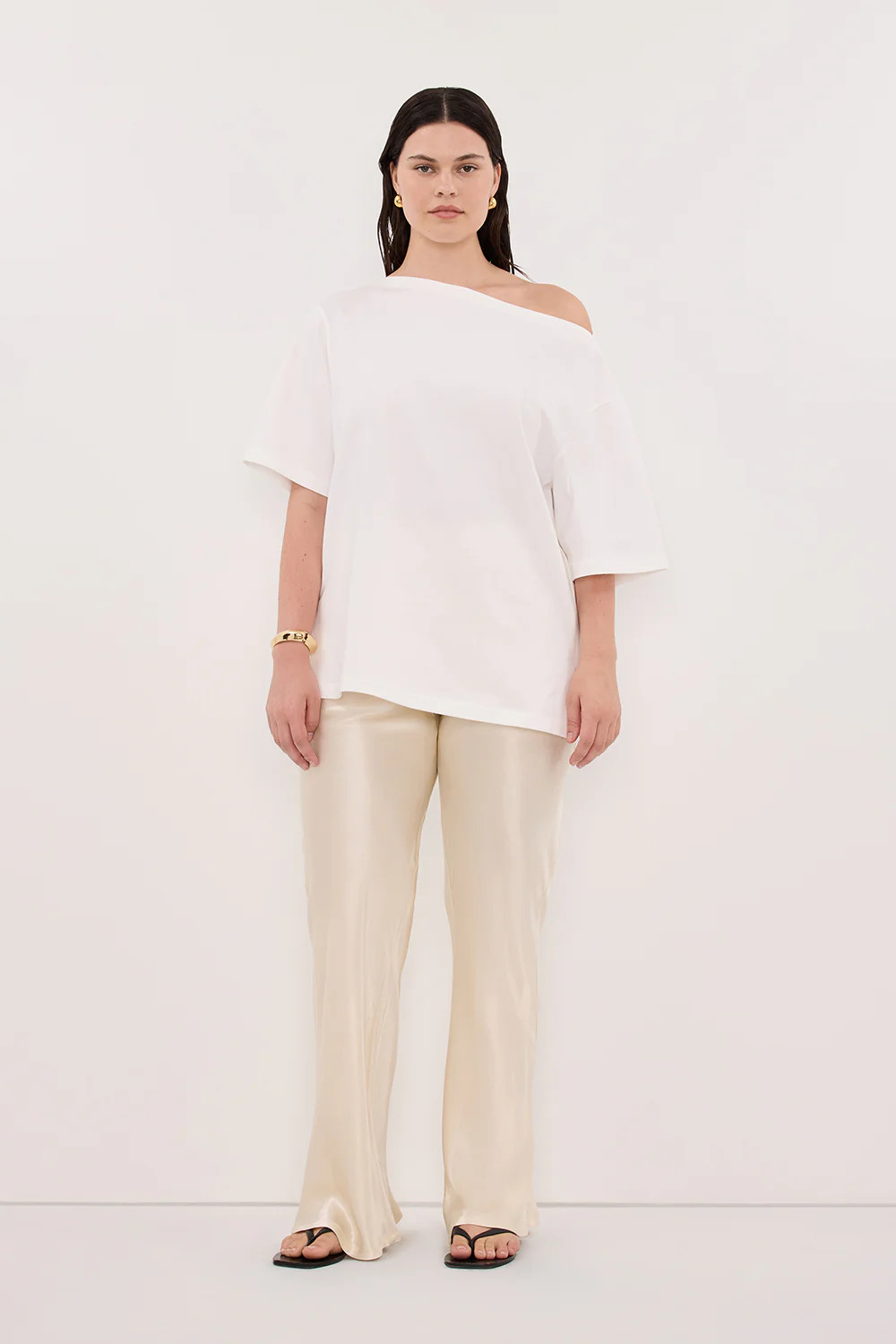 NIKKI CREAM SATIN BIAS PANT | DISSH