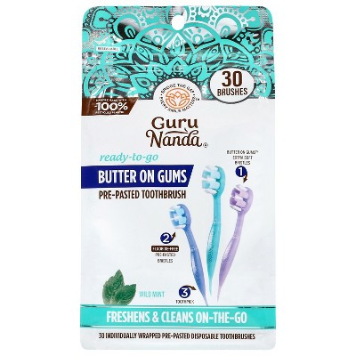 Guru Nanda Butter on Gums Pre-Pasted Wild Mint Toothbrush 30 Each - Case of 1 | Target