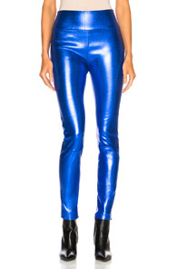 SPRWMN High Waist Leather Ankle Legging in Blue | FWRD 