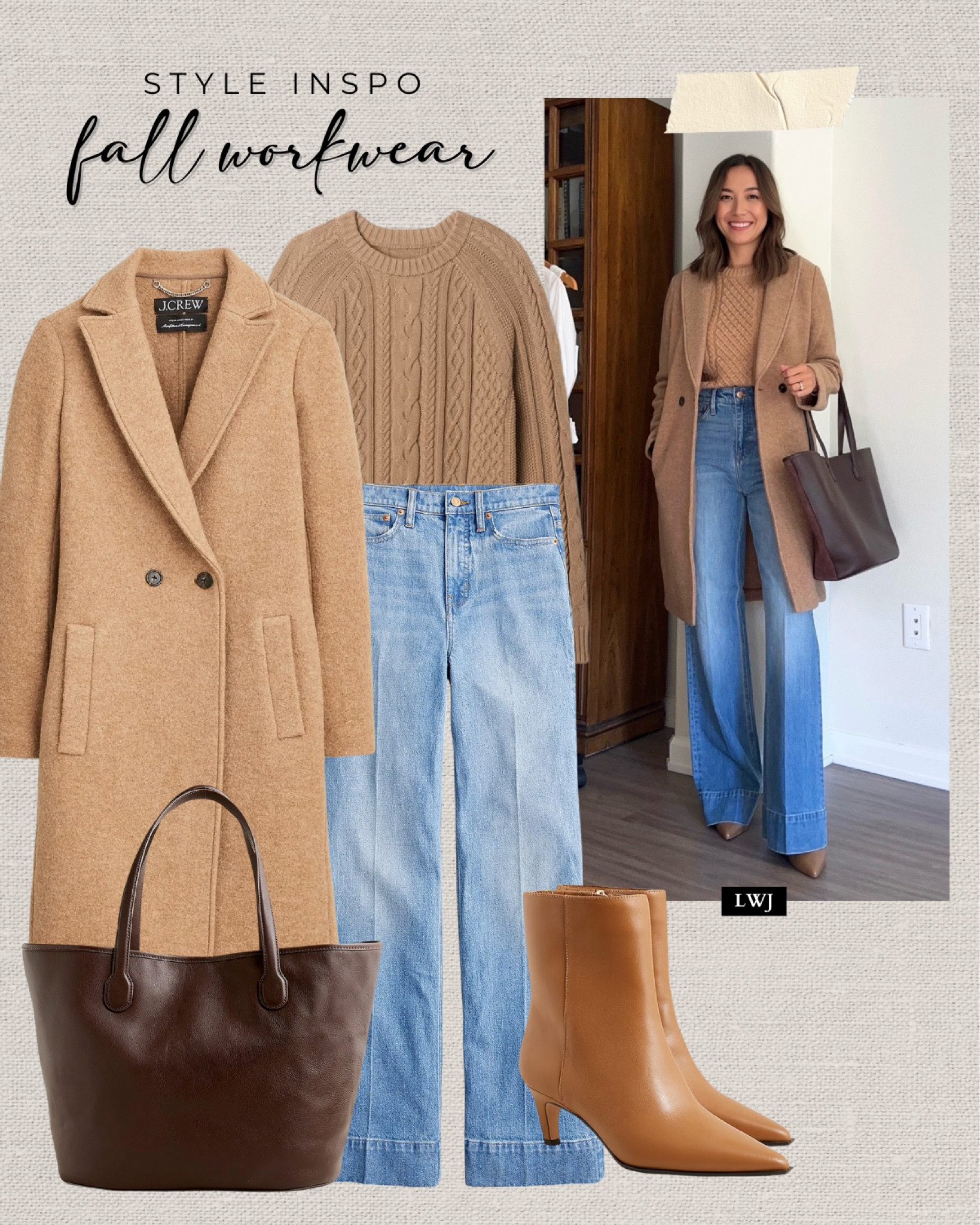 Style inspo: fall workwear 

Coat / cable knit sweater / wide leg jeans / leather tote bag / tan heeled boots / kitten heel boots / fall style / fall fashion / classic style 

#LTKWorkwear #LTKStyleTip #LTKSeasonal