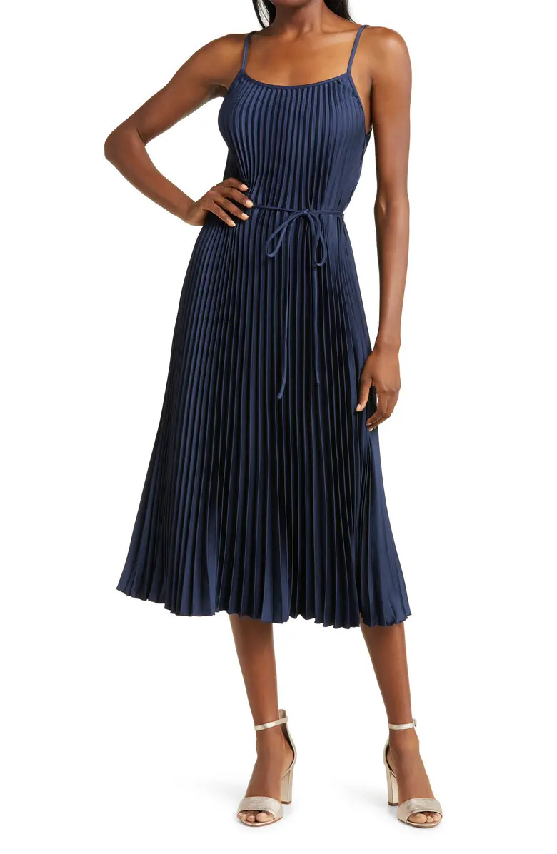 Hammered Satin Plissé Dress | Nordstrom