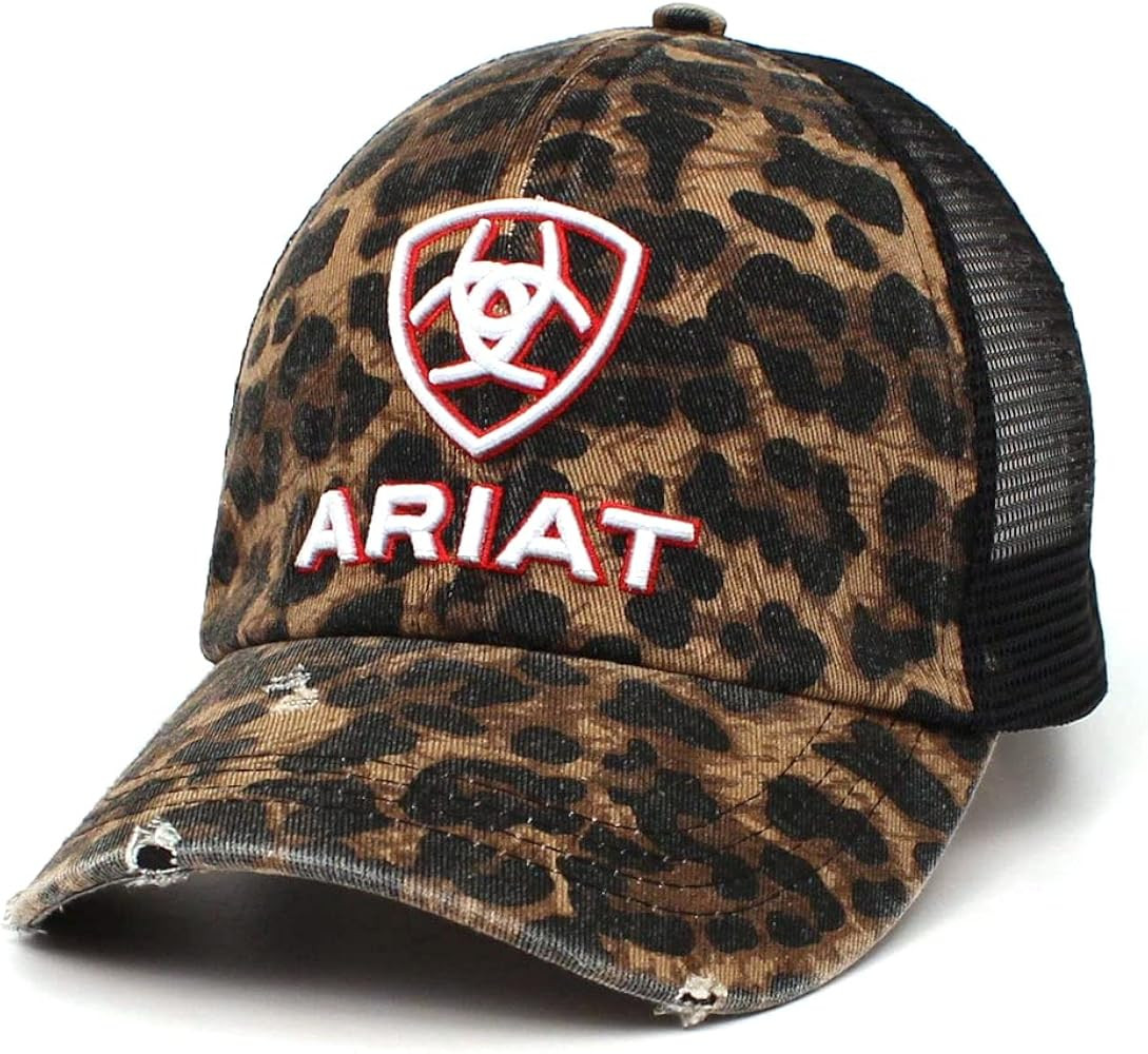 ARIAT Women's Black Leopard Ponytail Cap with Hook and Loop Closure | Amazon (US)