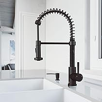 VIGO Edison Matte Black Single-Handle Deck Mount Pull-down Kitchen Faucet With Soap Dispenser | Amazon (US)
