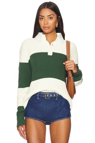 LIONESS Prince Rugby Top in Moss Stripe from Revolve.com | Revolve Clothing (Global)