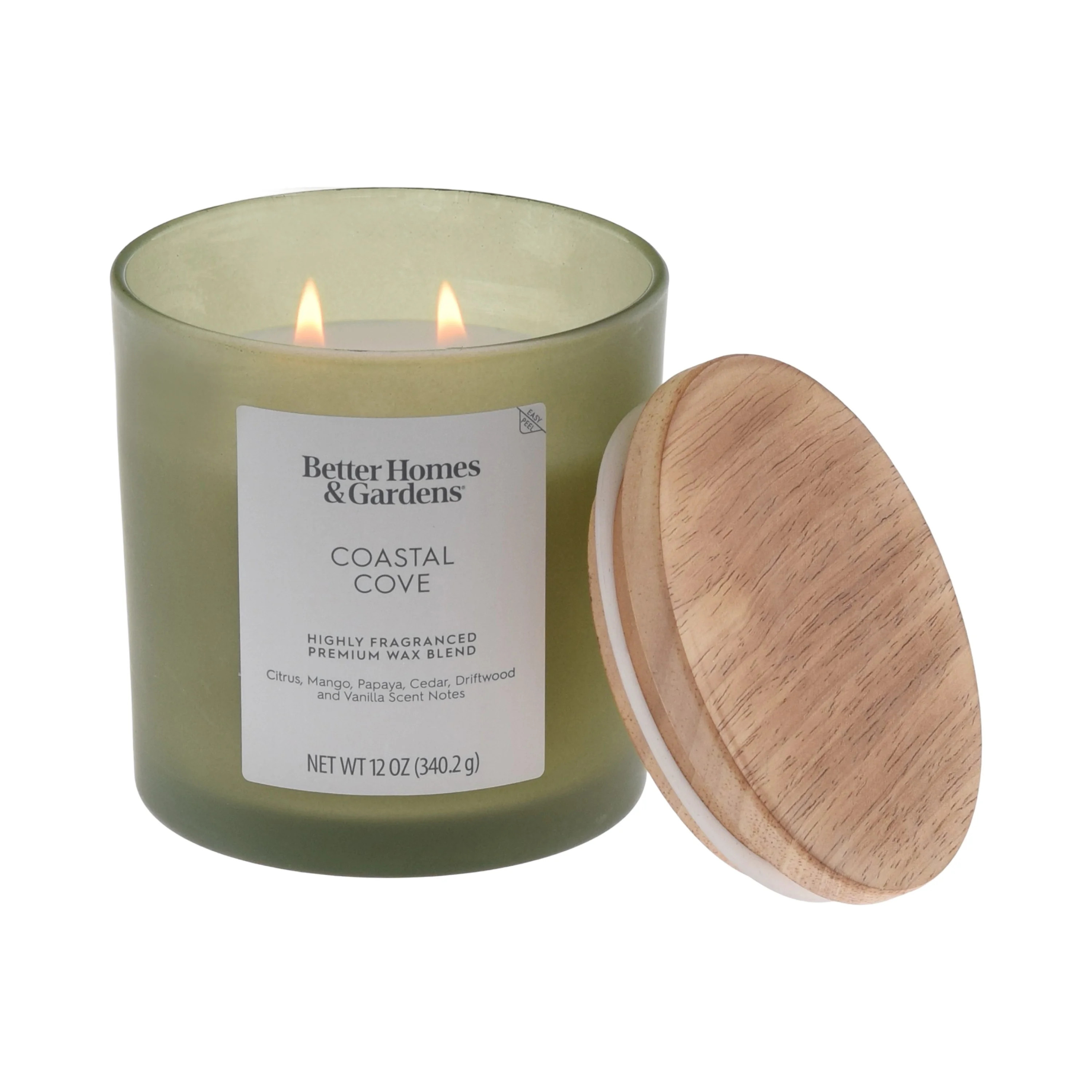 Better Homes & Gardens Coastal Cove Scented 2-Wick Frosted Jar 12oz Candle | Walmart (US)