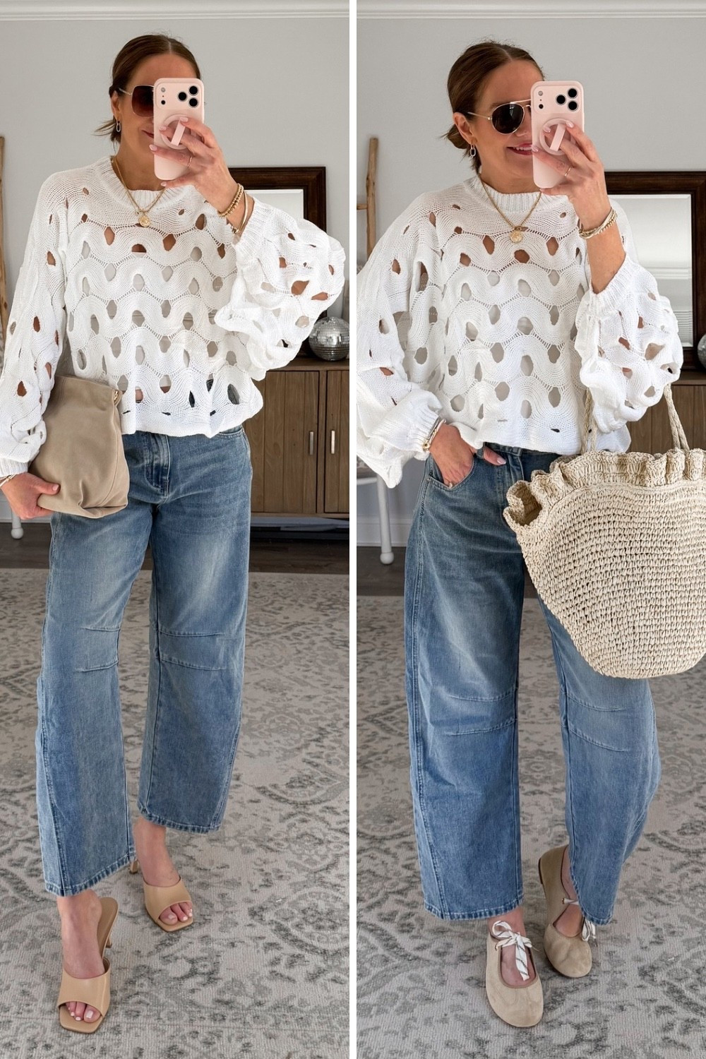 The perfect summer sweater is back in stock in all sizes. It looks great with jeans, linen pants, shorts, skirts, and even over slip dresses. It has the cutest fit and makes such a statement. Available in white or cream and I’m in a medium believe it or not. My jeans heels and sneaker flats are also all from Amazon. And these are by far and away the best barrel jeans I’ve ever tried lightweight, super soft and not overly exaggerated. 

Over 40 Style, spring outfit idea, beach outfit, spring break outfit, spring date night outfit, the best barrel jeans



#LTKSaleAlert #LTKOver40 #LTKootd