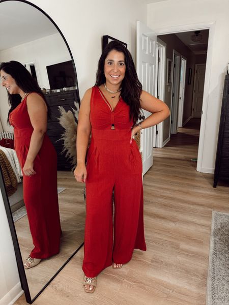 This red jumpsuit is petite friendly and bigger bust friendly! Red is so in for this summer—also love this for a wedding guest look!! petite friendly jumpsuit, wedding guest outfit, summer date look

#LTKFindsUnder50 #LTKStyleTip #LTKSeasonal