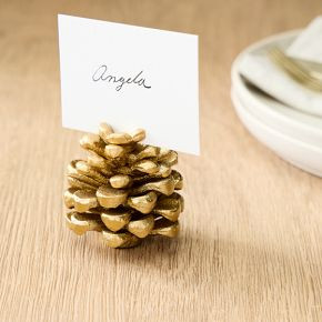 Forest Shine Metal Pine Cone Place Card Holders | West Elm (US)