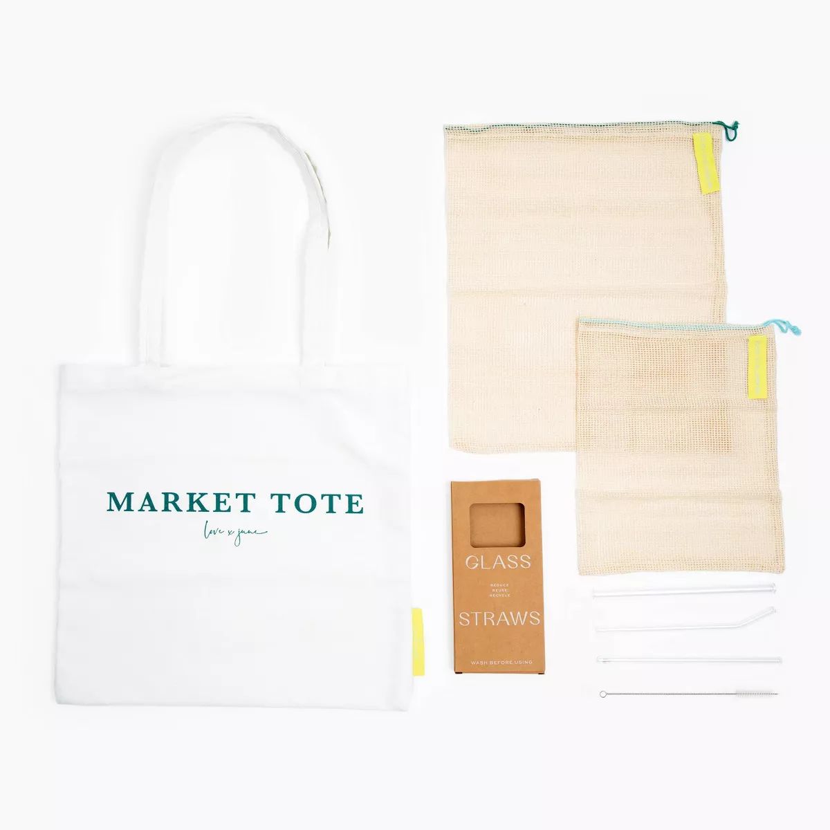 Eco Kit with Reusable Produce Bag, Reusable Straws and Market Tote | Target