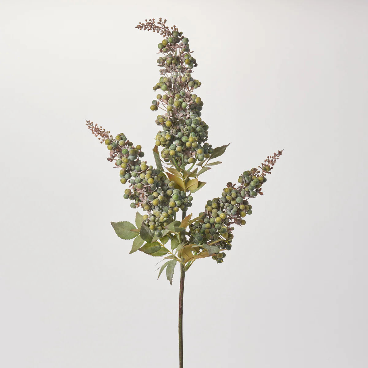 Sage Green Seeding Berry Cluster Branch Stem Spray - 37" | Darby Creek Trading