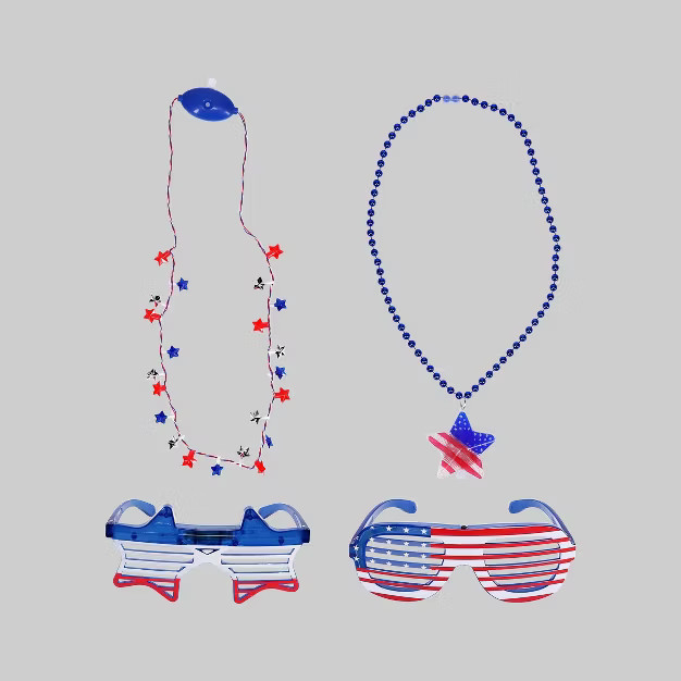 4ct Light-Up Necklaces and Glasses Red/White/Blue - Bullseye's Playground™ | Target