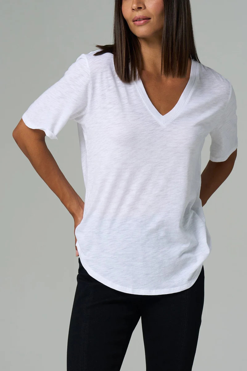 Slub Jersey V-Neck Tee | Franne Golde