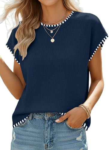 Disamer Cap Sleeve Knit Sweater Tops Sleeveless Vest 2026 Spring Clothes Oversized Summer Tank Tr... | Amazon (US)