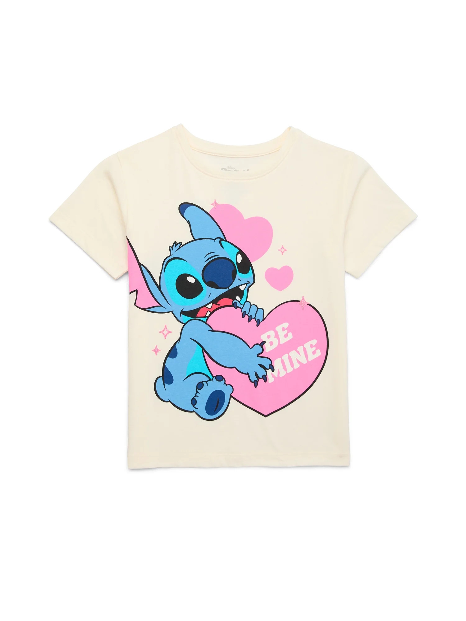 Stitch Be Mine Girls Valentine's Day Short Sleeve Graphic Tee, Sizes 4-16 | Walmart (US)