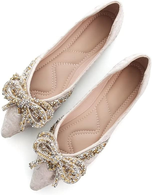 TN TANGNEST Women Fashion Bowknot Flats Comfort Pointed Toe Dress Shoes | Amazon (US)