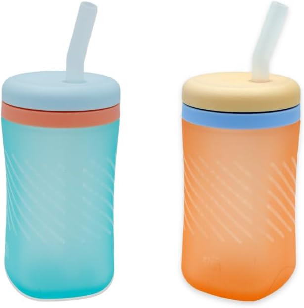 The First Years Silicone Squeeze & Sip Straw Cup - Spill-Proof Toddler Training Cups - Dishwasher... | Amazon (US)