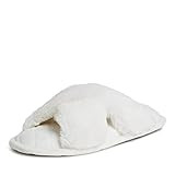 Dearfoams Women's Jessica faux faux fur Cross Band Slide Slipper | Amazon (US)