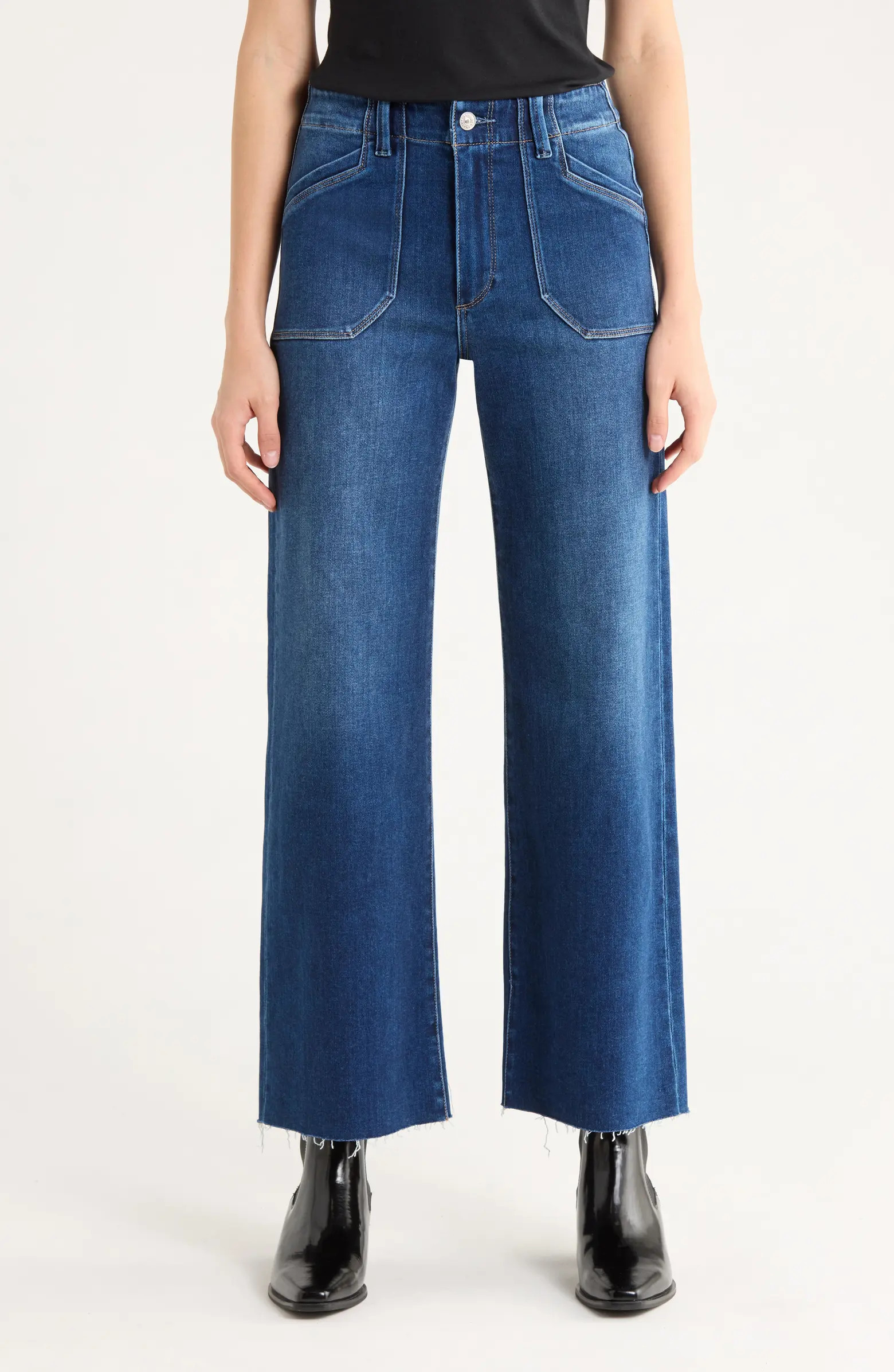 Anessa High Waist Wide Leg Utility Jeans | Nordstrom