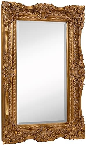 Hamilton Hills Large Ornate Gold Baroque Frame Mirror | Aged Luxury | Elegant Rectangle Wall Piece | | Amazon (US)