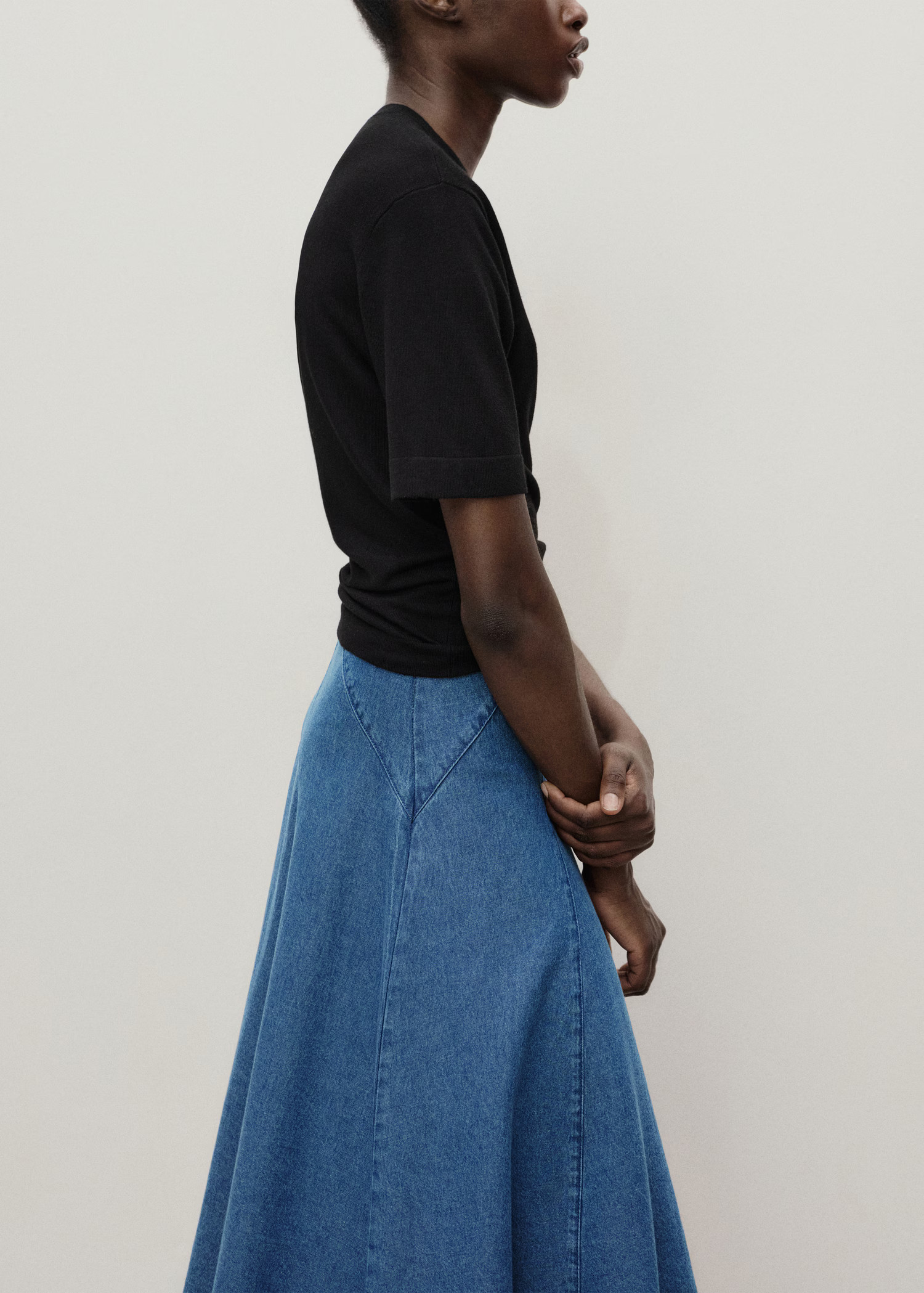 Denim midi-skirt with stitching - Women | MANGO USA | Mango (US/MX/AU)