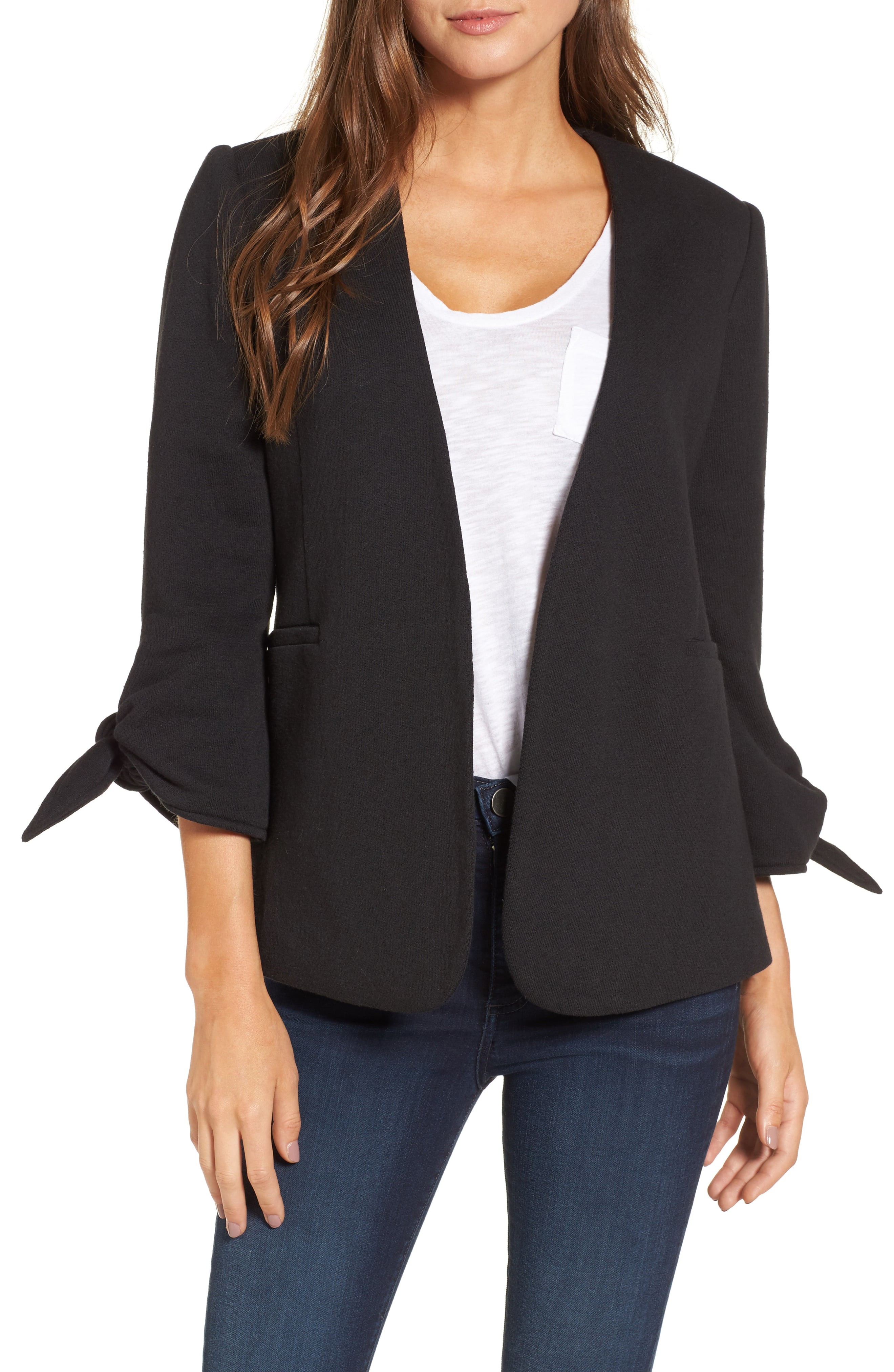 Olivia Moon Tie Sleeve Knit Blazer | Nordstrom