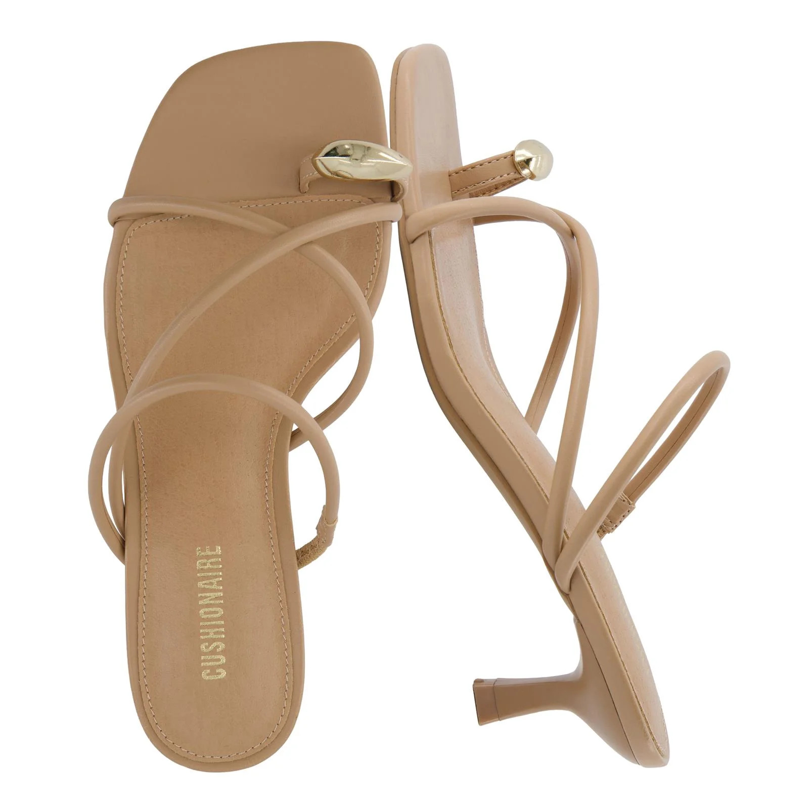 Cushionaire Maui Strappy Womens Sandals with Kitten Heels – Vegan Leather Square Toe Dress Sand... | Walmart (US)